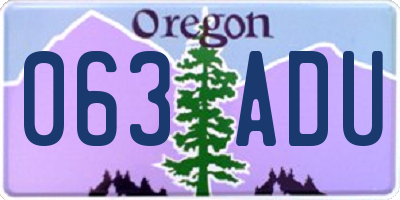OR license plate 063ADU
