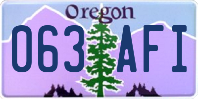 OR license plate 063AFI