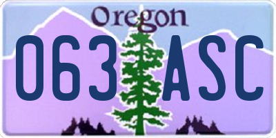 OR license plate 063ASC