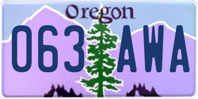 OR license plate 063AWA