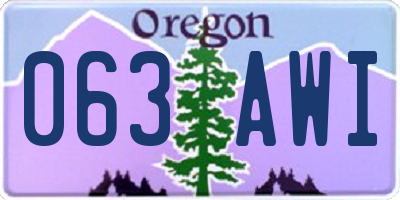 OR license plate 063AWI