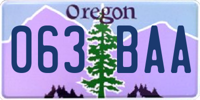 OR license plate 063BAA