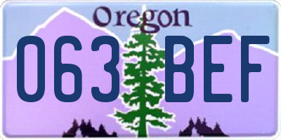 OR license plate 063BEF