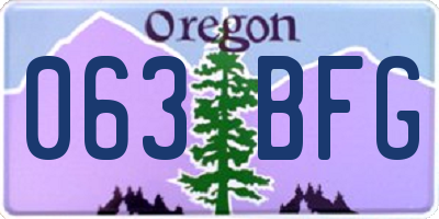OR license plate 063BFG