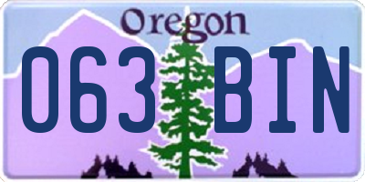 OR license plate 063BIN