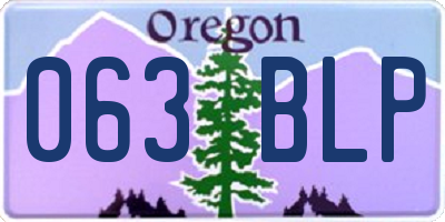 OR license plate 063BLP