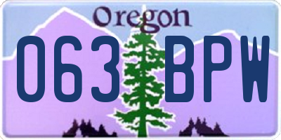 OR license plate 063BPW