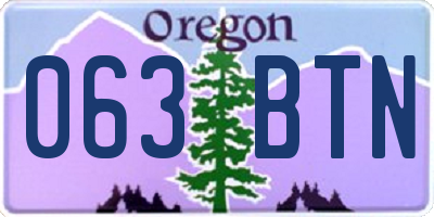 OR license plate 063BTN
