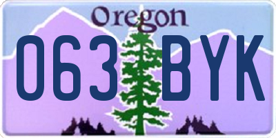 OR license plate 063BYK
