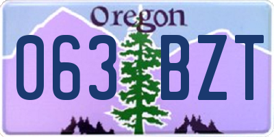 OR license plate 063BZT