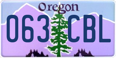 OR license plate 063CBL