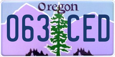 OR license plate 063CED