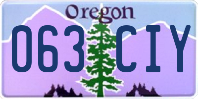 OR license plate 063CIY