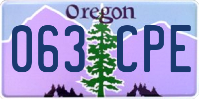 OR license plate 063CPE