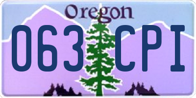 OR license plate 063CPI