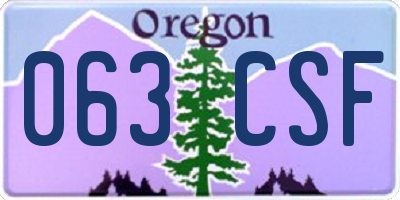 OR license plate 063CSF
