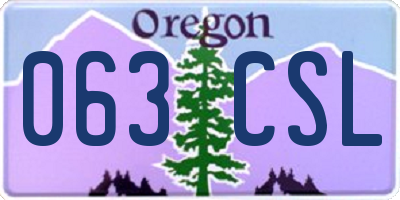 OR license plate 063CSL