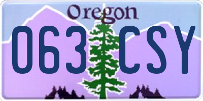 OR license plate 063CSY