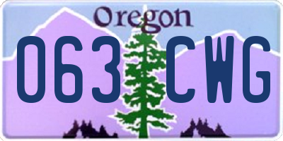 OR license plate 063CWG