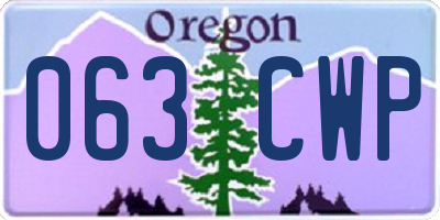 OR license plate 063CWP