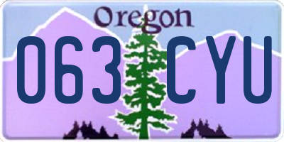 OR license plate 063CYU
