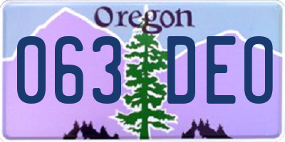 OR license plate 063DEO
