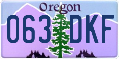OR license plate 063DKF