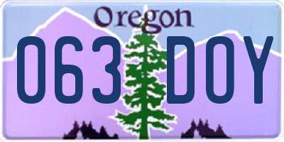 OR license plate 063DOY