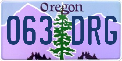 OR license plate 063DRG
