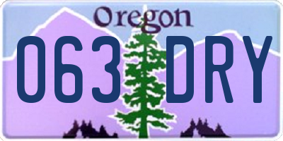 OR license plate 063DRY