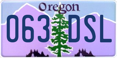 OR license plate 063DSL