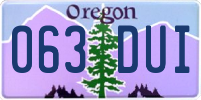 OR license plate 063DUI