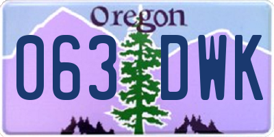 OR license plate 063DWK