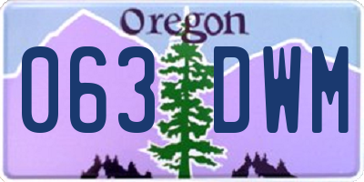 OR license plate 063DWM
