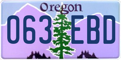 OR license plate 063EBD