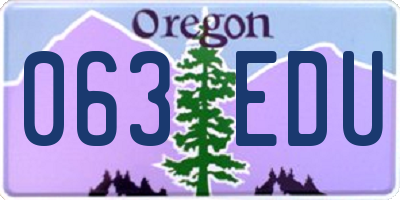 OR license plate 063EDU