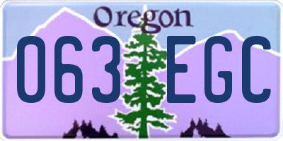OR license plate 063EGC