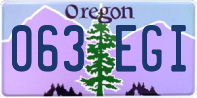 OR license plate 063EGI