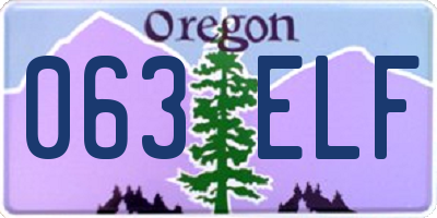 OR license plate 063ELF