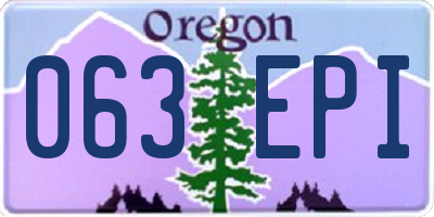 OR license plate 063EPI