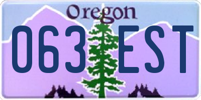 OR license plate 063EST