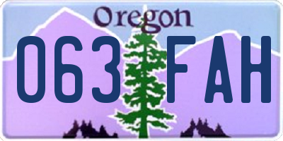 OR license plate 063FAH