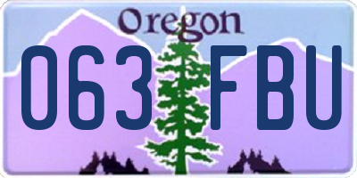 OR license plate 063FBU