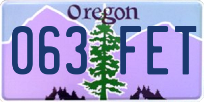 OR license plate 063FET