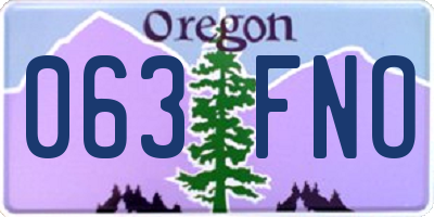 OR license plate 063FNO
