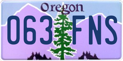 OR license plate 063FNS