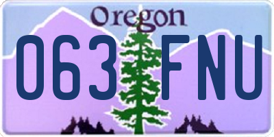 OR license plate 063FNU