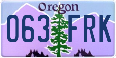 OR license plate 063FRK