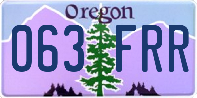 OR license plate 063FRR