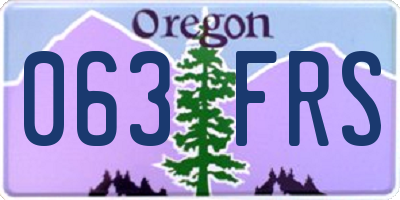 OR license plate 063FRS